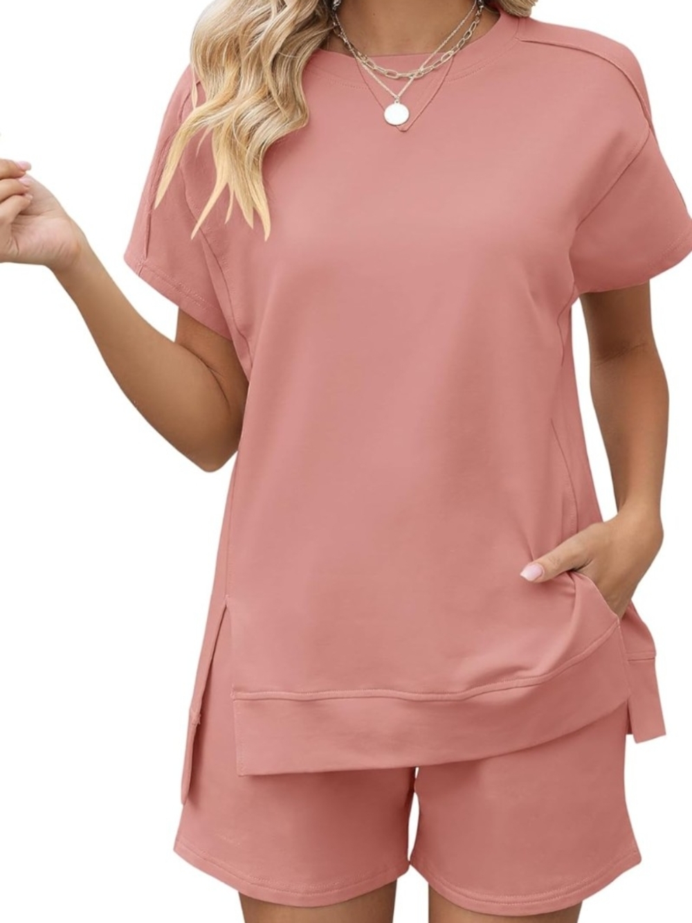 Casual Two-Piece Lounge Set in Dusty Rose